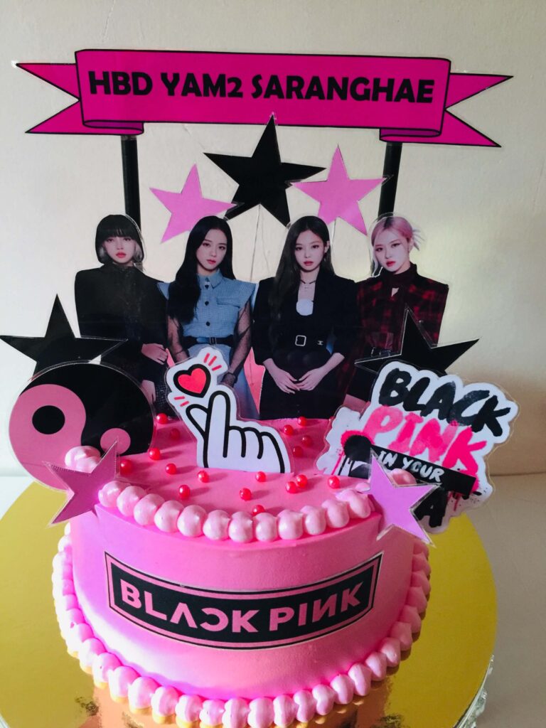 Blackpink Black Pink Themed Cake Topper - Itty Bitty Cake Toppers