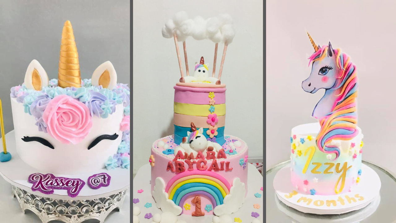 Unicorn Purple Birthday Cake- 2D Sugar Edible Toppers – Pao's cakes