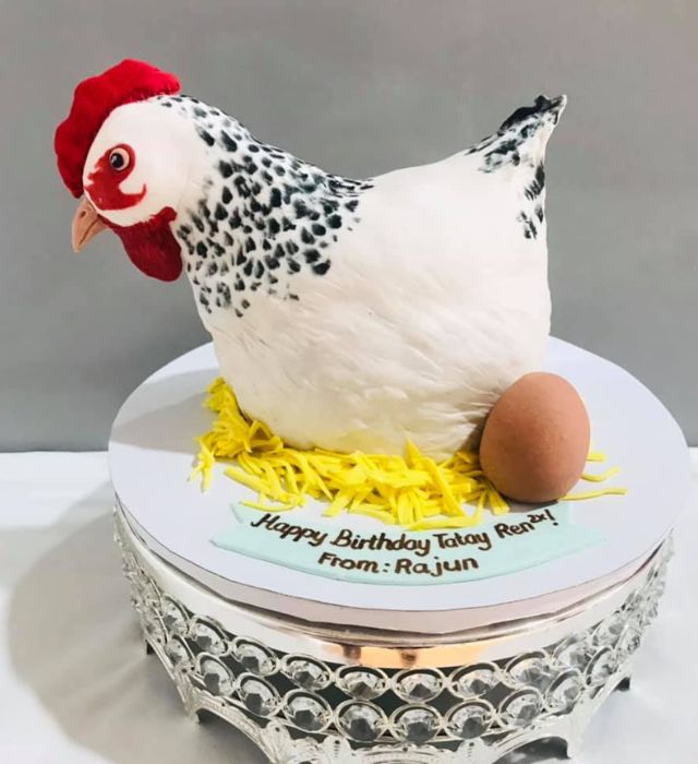 Chicken Cake Design with Egg - All Fondant