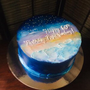 minimalist cake, starry night