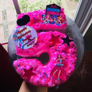 number 5 cake for girls - pink