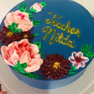 hand-painted cake with flower