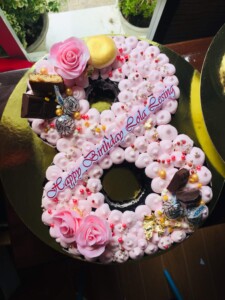 number 8 cake design pink