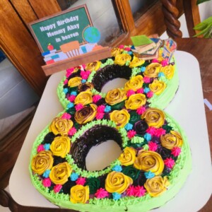 number 8 cake design - flowers