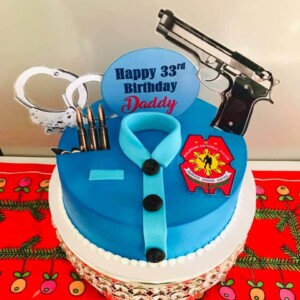 police uniform cake, printed toppers