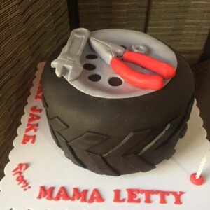 mechanic cake, tire and tools