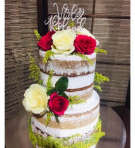 2 tier naked wedding cake