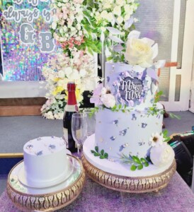 2 tier wedding cake - lavender