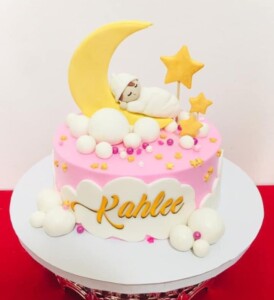 baptism cake idea for baby girl - moon and star